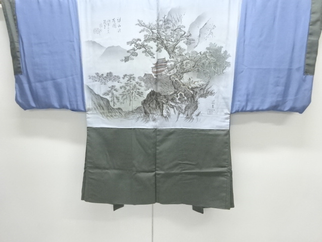 アンティーク　唐風景模様肩裏男物羽織